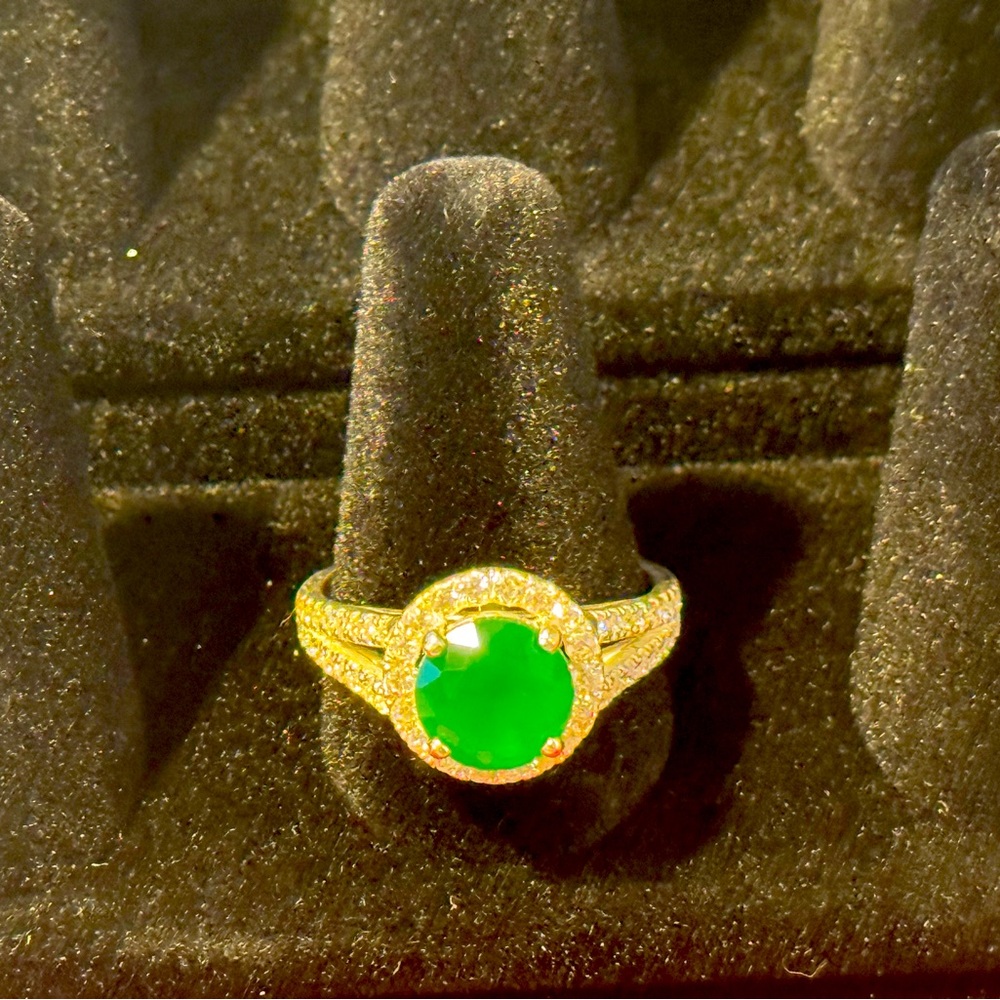Emerald Silver Ring - image 2